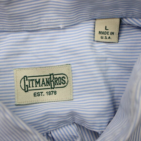 Gitman Bros Shirt Mens Large Blue Striped 100% Imported Cotton L/S Button Up - Picture 8 of 13